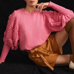 Stella Pardo Paris Crochet-Sleeved Sweater sz.s